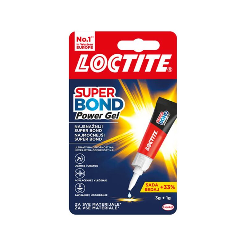 Sekundno lepilo, Loctite, Power Flex, gel, 3 g