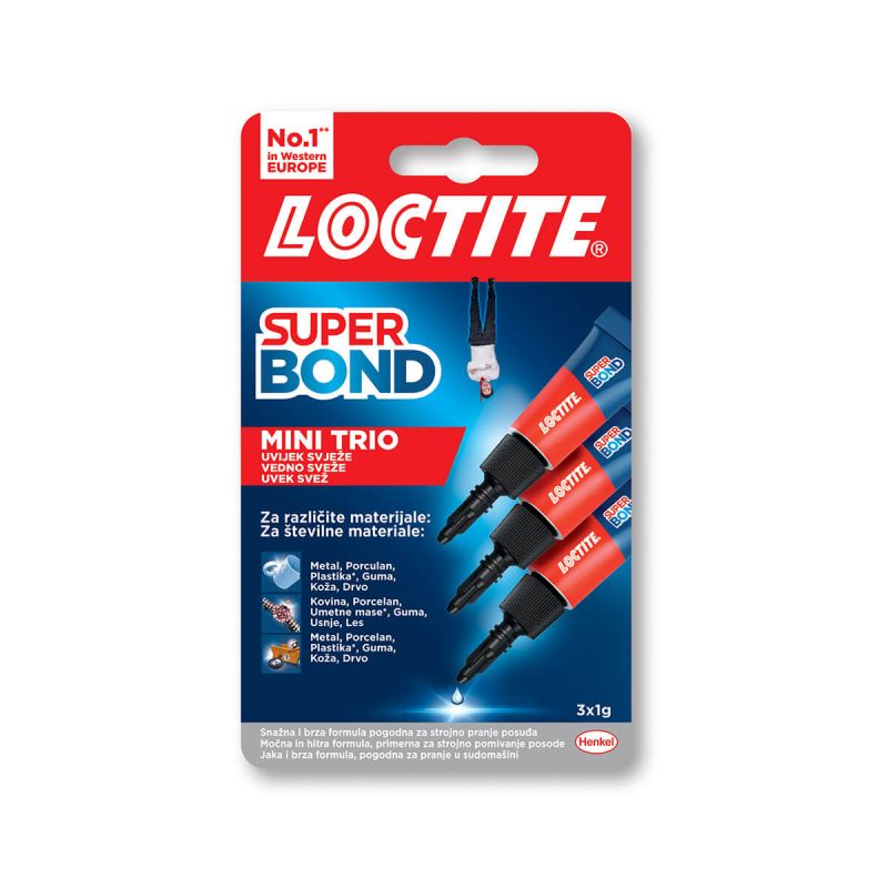 Sekundno lepilo, Loctite, Mini Trio, 3 x 1 g