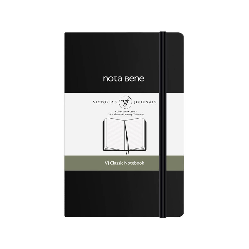 Blok Victoria s Journals Classic, trede platnice 9x14, Črn