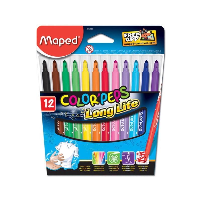 Flomastri, Maped, Color Peps, 12 kos, v kartonski embalaži