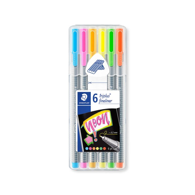 Flomastri, Staedtler, Fineliner Triplus neon, 6 kos, v plastični embalaži