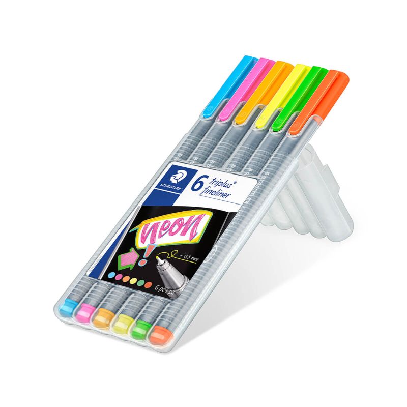 Flomastri, Staedtler, Fineliner Triplus neon, 6 kos, v plastični embalaži