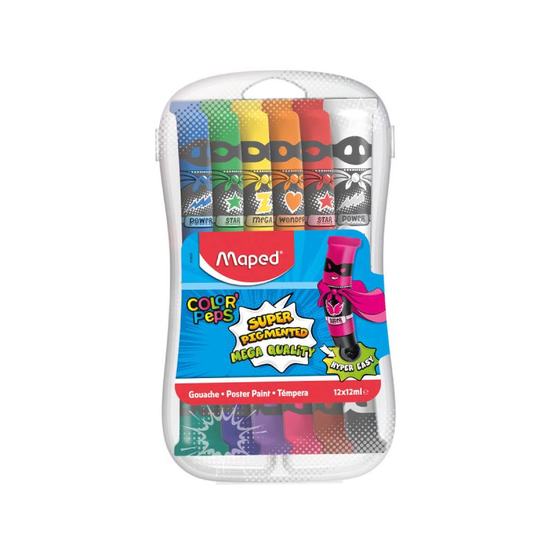 Tempera barve, Maped, 12 kos, v plastični embalaži