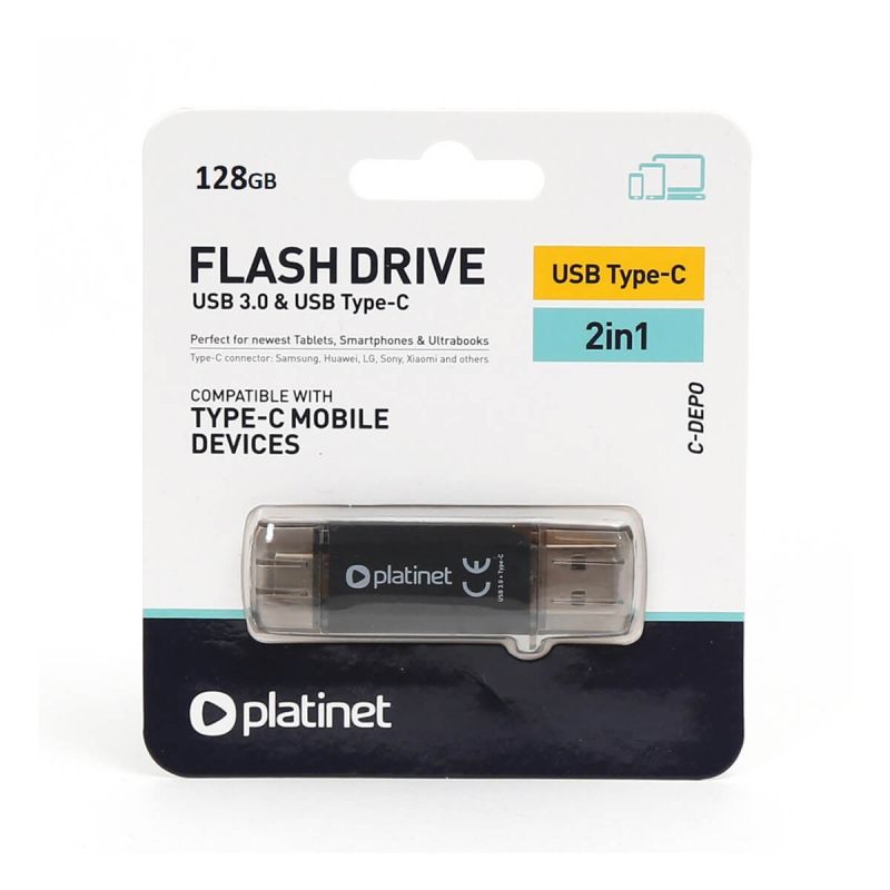 USB ključ, Platinet, C-Depo, 128 GB, vmesnik 3.2 in TYPE-C