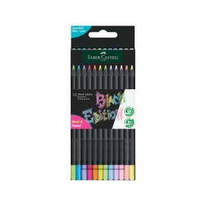 Barvice, Faber Castell, Black Edition, neon in pastel, 12 kos