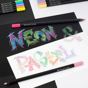 Barvice, Faber Castell, Black Edition, neon in pastel, 12 kos