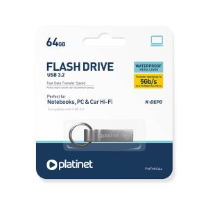 USB ključ, Platinet, K-Depo, 64 GB, vmesnik 3.2, kovinski, vodoodporen