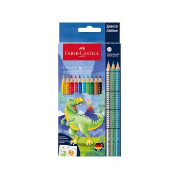 Barvnice, Faber Castell, Dino, trikotne, 10+3 kos, kartonska embalaža